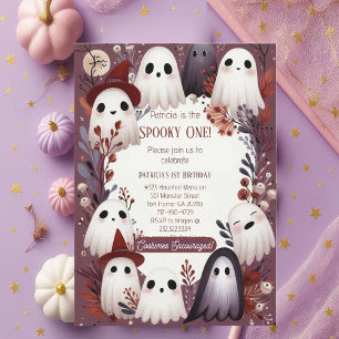 Spooky One Boo Crew Friendly Ghost Ghouls Birthday Inbjudningar