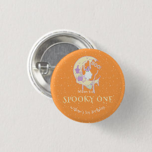 Spooky One Boy Cute Ghost Halloween 1:a födelsedag Knapp