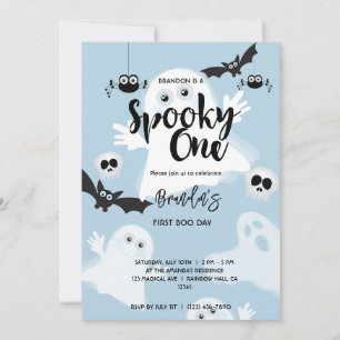 Spooky One Cute 1st Birthday Ghost Boys Halloween Inbjudningar