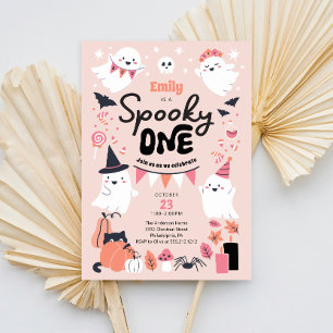 Spooky One Cute Ghost 1:a Birthday Party Inbjudningar
