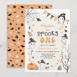 Spooky One Cute Ghost 1 Birthday Party bjudande Inbjudningar
