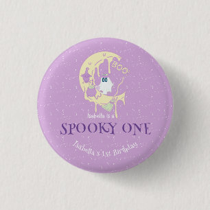 Spooky One Cute Ghost Girl Halloween 1:a födelseda Knapp