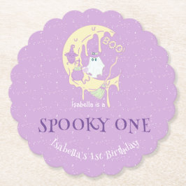 Spooky One Cute Ghost Halloween 1:a födelsedagen Underlägg Papper