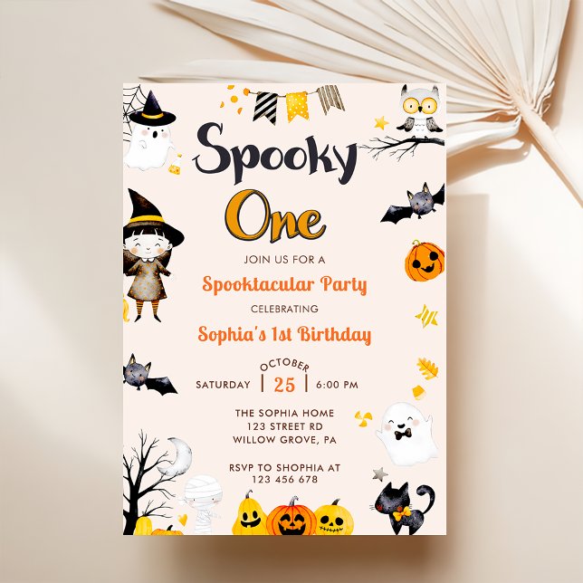 Spooky One Cute Halloween 1:a födelsedagen Inbjudningar (Skapare uppladdad)
