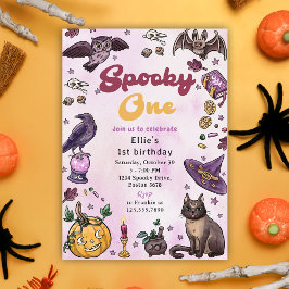Spooky One Cute Halloween 1:a födelsedagsinbjudan Inbjudningar