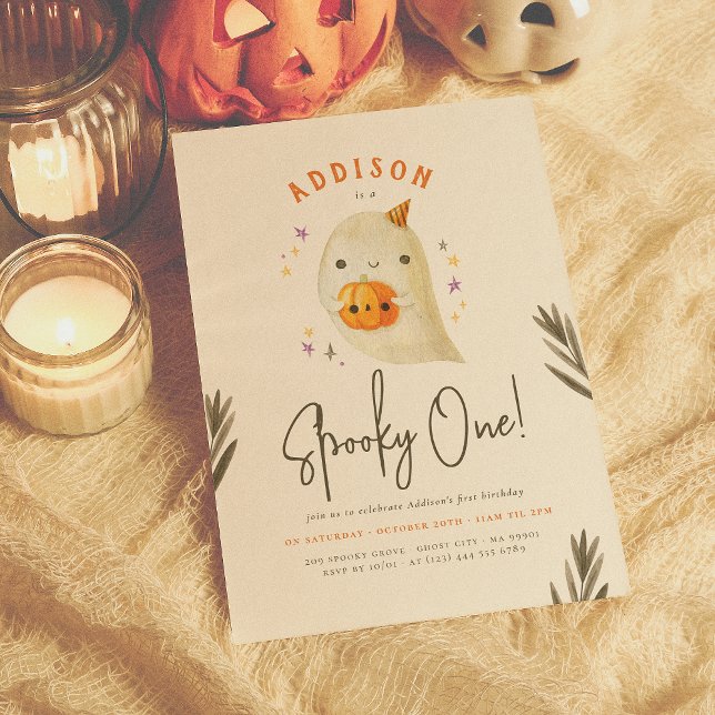 Spooky One Cute Halloween Gender Neutral Birthday Inbjudningar (Skapare uppladdad)