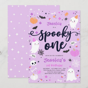 Spooky One Cute Halloween Ghost 1:a födelsedagen P Inbjudningar