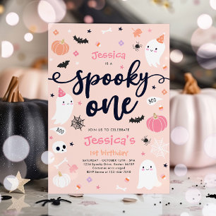 Spooky One Cute Halloween Ghost 1:a födelsedagen P Inbjudningar