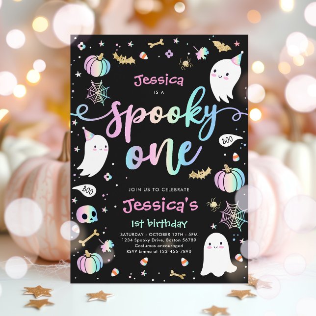 Spooky One Cute Halloween Ghost 1:a födelsedagen P Inbjudningar (Skapare uppladdad)