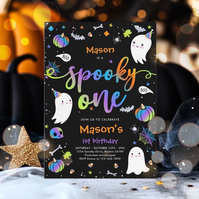 Spooky One Cute Halloween Ghost 1:a födelsedagen P Inbjudningar (Skapare uppladdad)