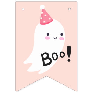 Spooky One Cute Halloween Ghost 1:a födelsedagen P Vimplar