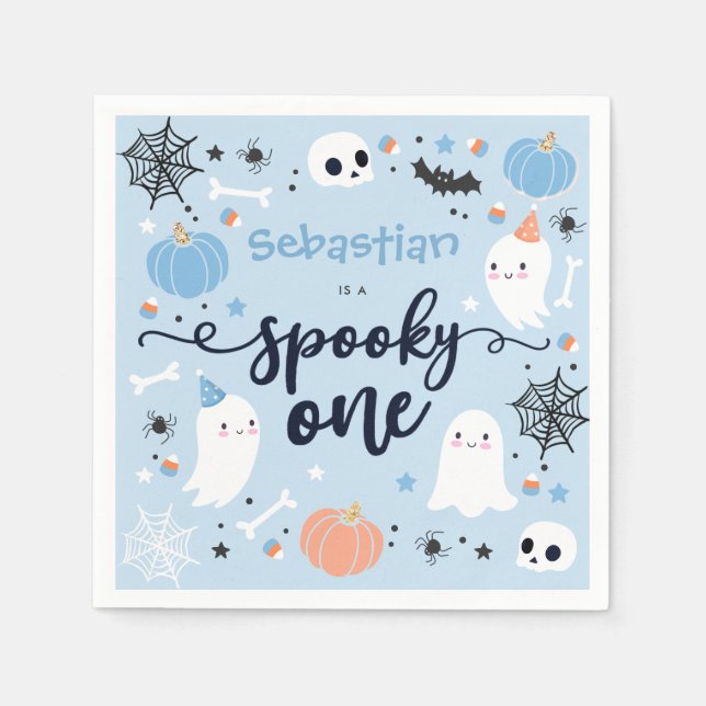 Spooky One Cute Halloween Ghost 1 Birthday Decor Pappersservett (Framsidan)