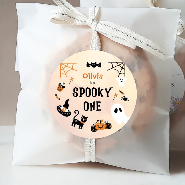 Spooky One Cute Halloween Ghost 1 Birthday Favor Gåvor Etiketter (Skapare uppladdad)