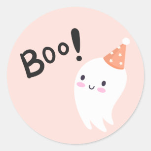 Spooky One Cute Halloween Ghost 1 Birthday Favor Runt Klistermärke