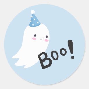 Spooky One Cute Halloween Ghost 1 Birthday Favor Runt Klistermärke