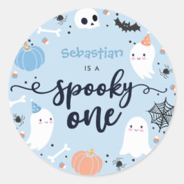 Spooky One Cute Halloween Ghost 1 Birthday Favor Runt Klistermärke