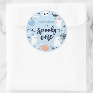 Spooky One Cute Halloween Ghost 1 Birthday Favor Runt Klistermärke