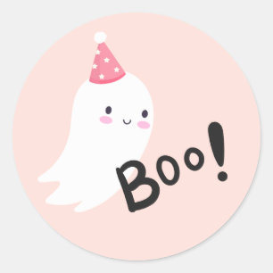 Spooky One Cute Halloween Ghost 1 Birthday Favor Runt Klistermärke
