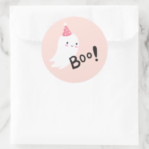 Spooky One Cute Halloween Ghost 1 Birthday Favor Runt Klistermärke