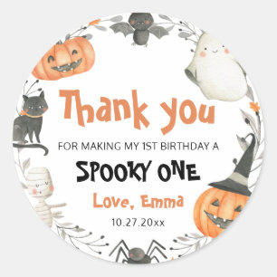 Spooky One Cute Halloween Ghost 1 Birthday Favor Runt Klistermärke