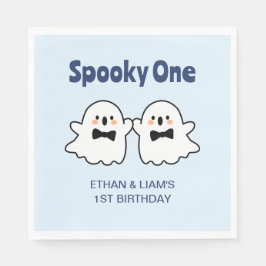Spooky One Cute Twin Boys Halloween 1-födelsedag Pappersservett