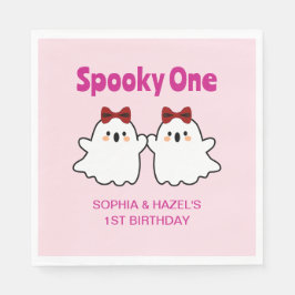 Spooky One Cute Twin Girls Halloween 1-födelsedag Pappersservett