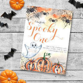 Spooky One Cute Watercolor Halloween 1:a födelseda Inbjudningar