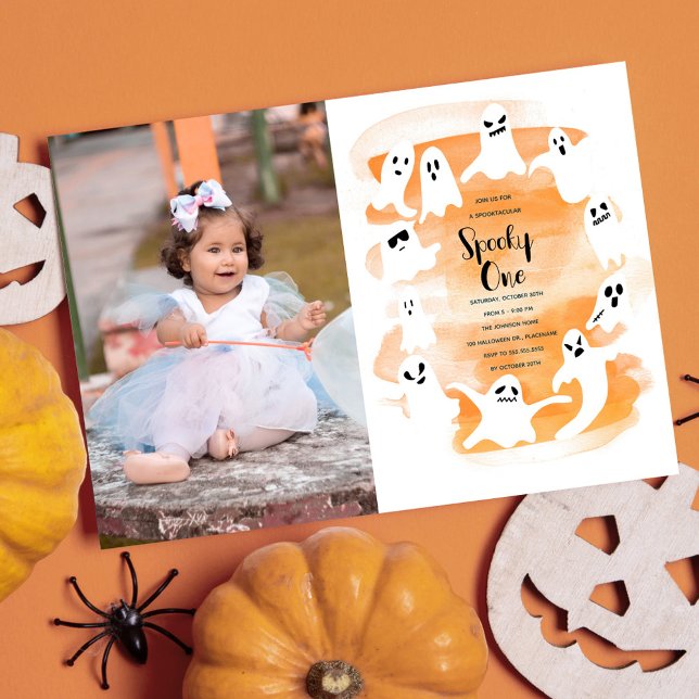 Spooky One First Halloween Födelsedagsfest Inbjudningar (Spooky One First Birthday Party  Invitation)