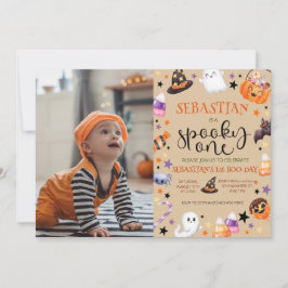 Spooky One Ghost 1:a Birthday Halloween Inbjudningar