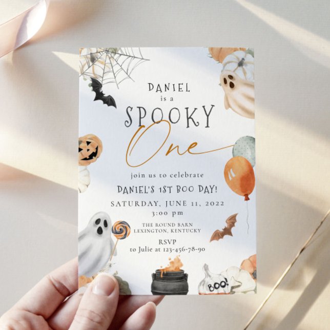 Spooky One Ghost 1:a Birthday Halloween Inbjudningar (Skapare uppladdad)