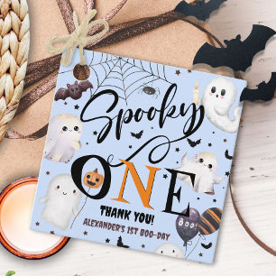 Spooky One Ghost Halloween Boy 1st Birthday Party Gåvor Etiketter