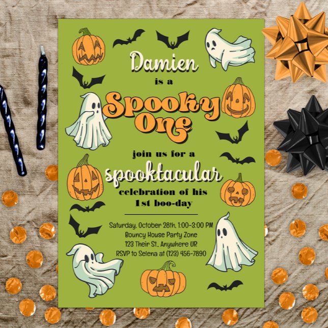 Spooky One Ghost Halloween Fall First Birthday Inbjudningar (Skapare uppladdad)