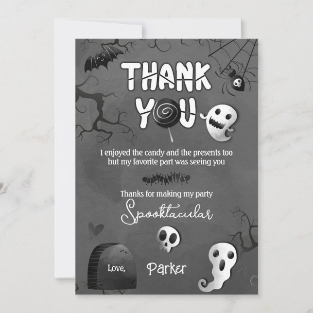 Spooky One Ghost Halloween Thank You Cards Inbjudningar (Framsida)