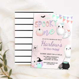 Spooky One Ghost Pastel Halloween 1st Birthday Inbjudningar