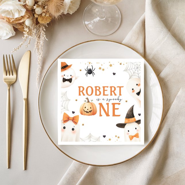 Spooky One Ghost Pumpkin Napkin Pappersservett (Skapare uppladdad)
