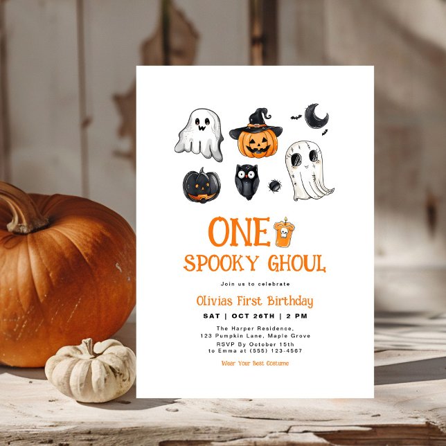 Spooky One Ghoul Halloween Första födelsedagen Inbjudningar (Skapare uppladdad)