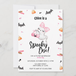 Spooky One Girl 1st Boo Day Halloween Birthday Inbjudningar