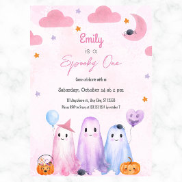 Spooky One Girl Halloween Birthday varje år Inbjudningar