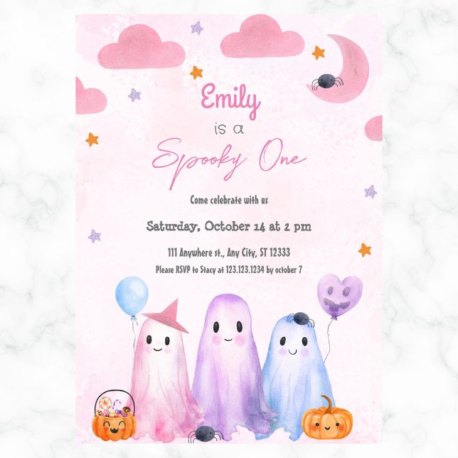 Spooky One Girl Halloween Birthday varje år Inbjudningar (Skapare uppladdad)