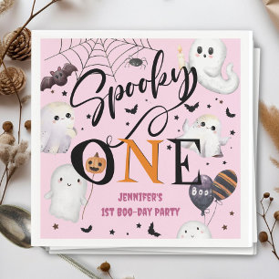 Spooky One Girl Rosa Halloween 1st Birthday Papper Pappersservett