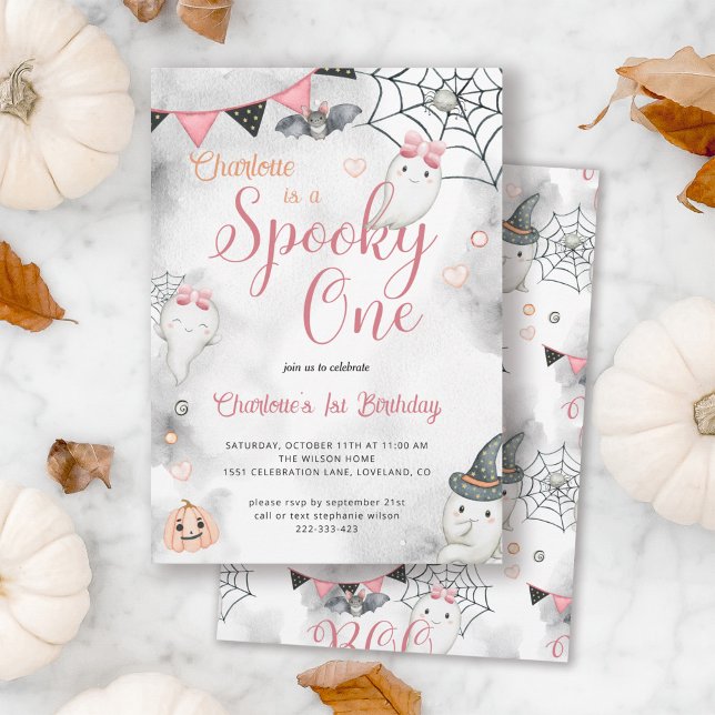 Spooky One Girls Halloween 1:a födelsedagen Inbjudningar (Skapare uppladdad)
