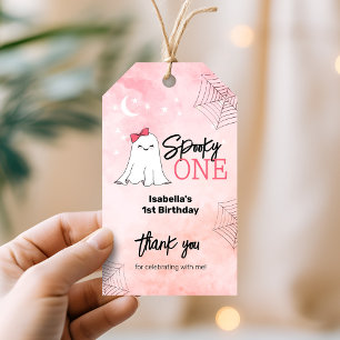 Spooky One Girly 1st Birthday Favor Tack Presentetikett