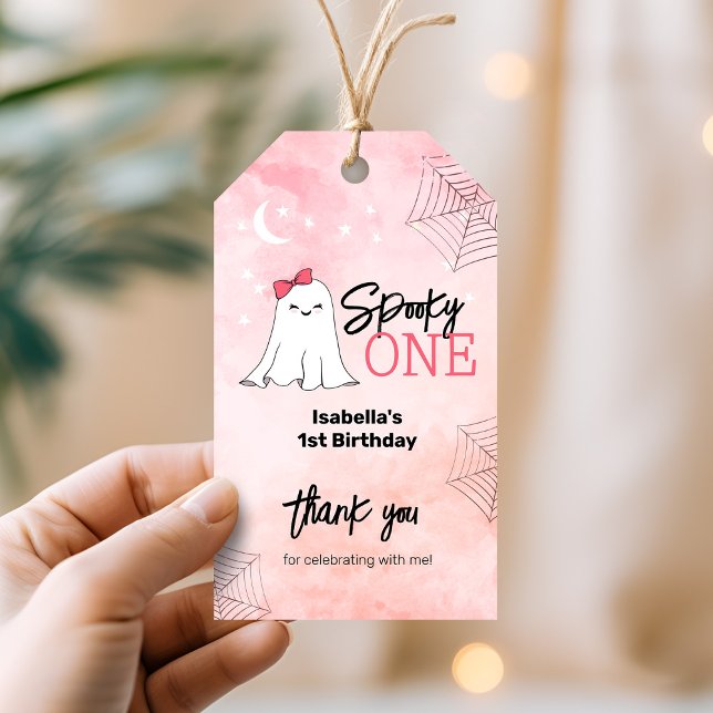 Spooky One Girly 1st Birthday Favor Tack Presentetikett (Skapare uppladdad)