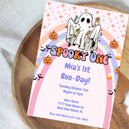 Spooky One Groovy Halloween 1:a födelsedagen Inbjudningar