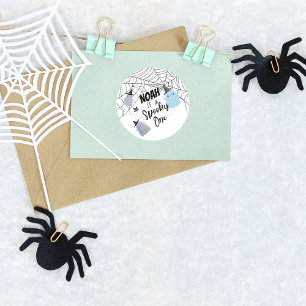 Spooky One Halloween 1:a födelsedagen Blå Spök Runt Klistermärke