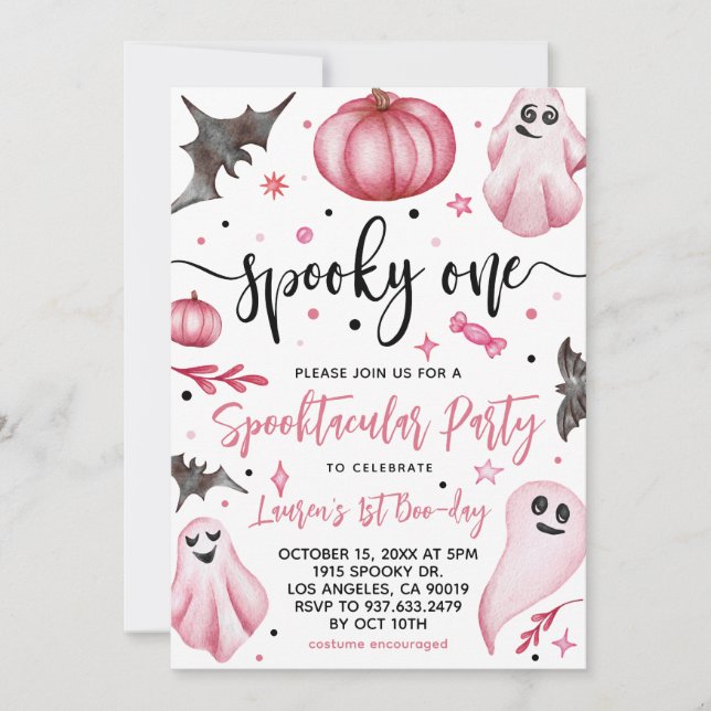 Spooky One Halloween 1:a födelsedagen Inbjudningar (Framsida)