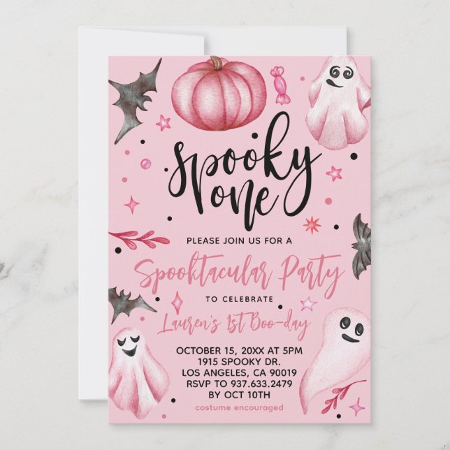 Spooky One Halloween 1:a födelsedagen Inbjudningar (Framsida)