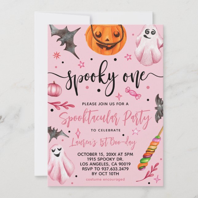 Spooky One Halloween 1:a födelsedagen Inbjudningar (Framsida)