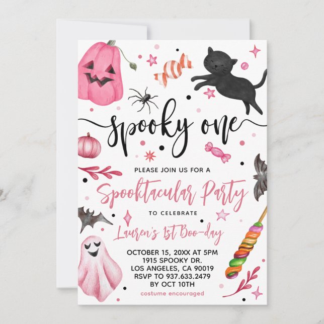 Spooky One Halloween 1:a födelsedagen Inbjudningar (Framsida)
