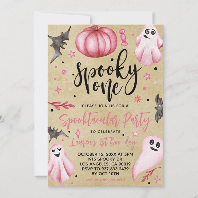Spooky One Halloween 1:a födelsedagen Inbjudningar (Framsida)